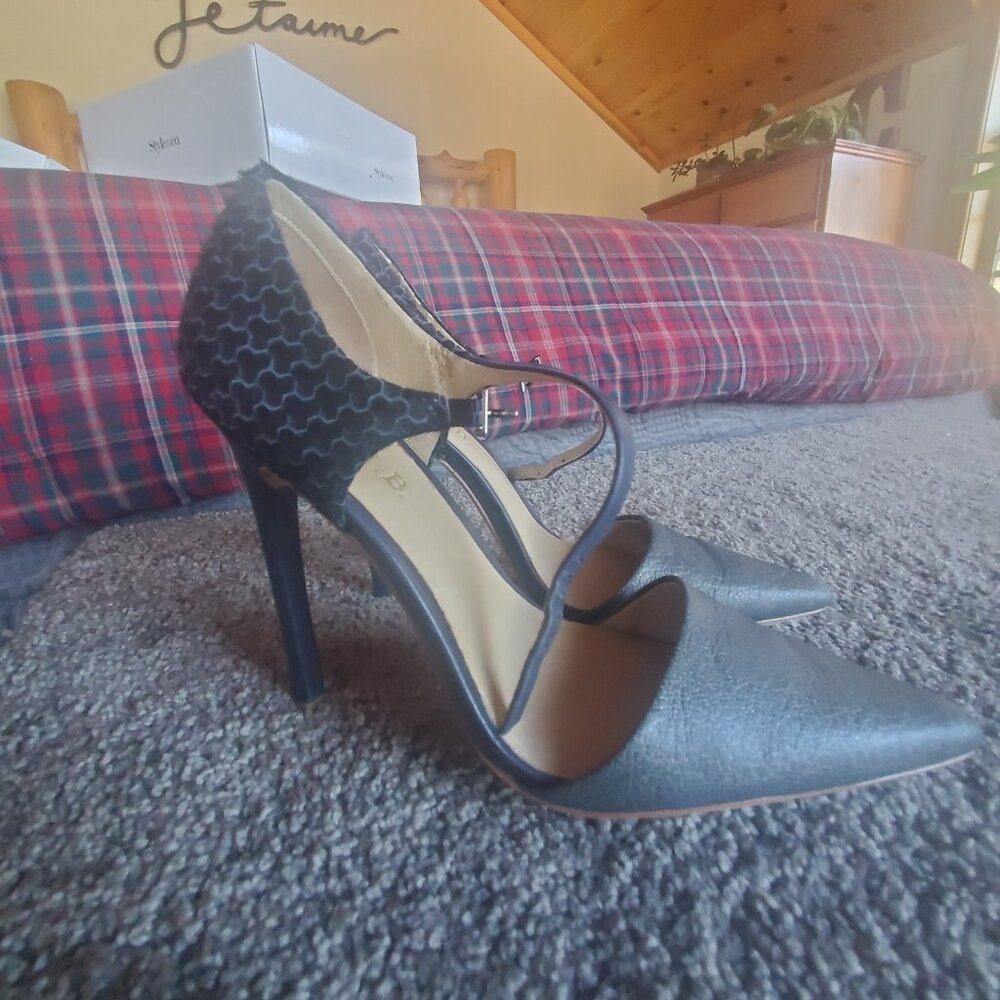 LAMB gunmetal and blue heels size 7.5 - Picture 3 of 7